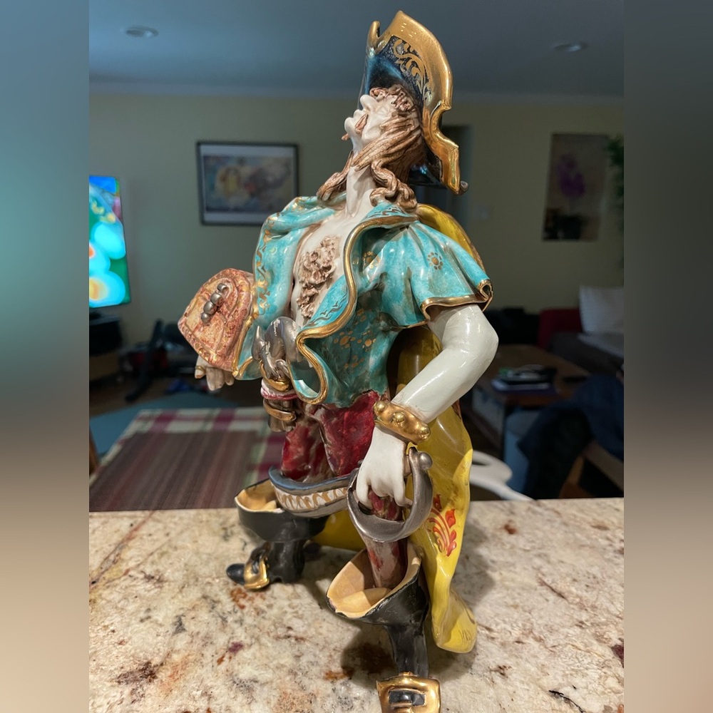 Mid-Century Capodimonte Italy Ceramic Porcelain Pirate Figures